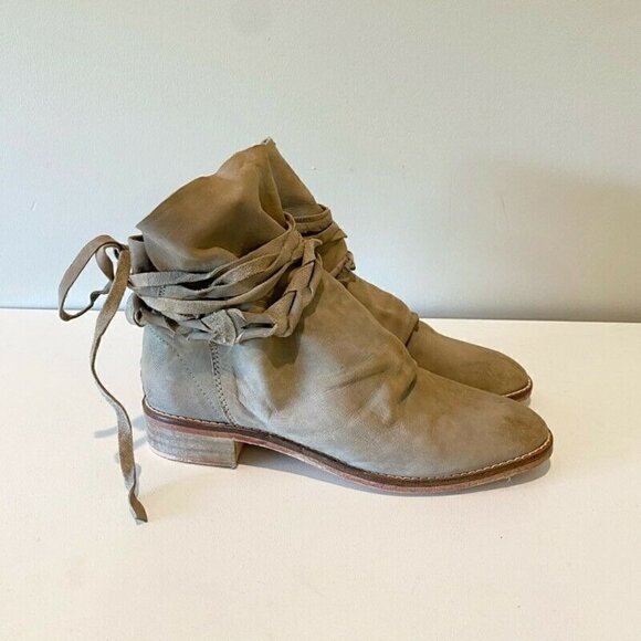 Free People Womens Moonshine Ankle Booties Beige Leather 7 - Picture 1 of 8